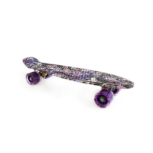 skate patineta mini abs con luces purple graffiti